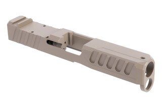 This FDE Cerakote slide is compatible with Glock 19 Gen 5 pistols.